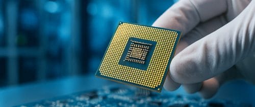 A damaged computer chip